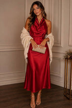 Load image into Gallery viewer, Holiday Elegance Satin Midi Dress