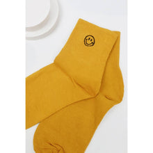 Load image into Gallery viewer, Solid Smiley Embroidered All Year Long Socks