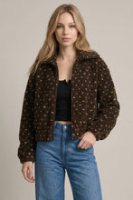 Load image into Gallery viewer, Espresso Hearts Fleece Jacket