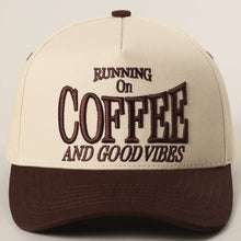 Load image into Gallery viewer, RUNNING ON COFFEE 3D Letter Embroidered Two-Tone Trucker Hat