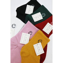 Load image into Gallery viewer, Solid Smiley Embroidered All Year Long Socks