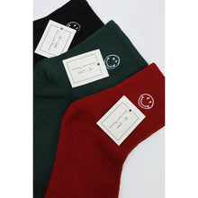 Load image into Gallery viewer, Solid Smiley Embroidered All Year Long Socks