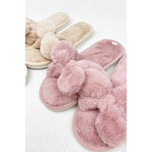 Load image into Gallery viewer, Soft Tone Bow Cozy Indoor Open Toe Slipper