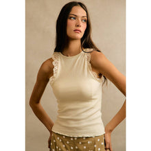 Load image into Gallery viewer, Ivory Lace & Ribbed Halter Top