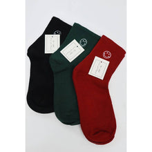 Load image into Gallery viewer, Solid Smiley Embroidered All Year Long Socks