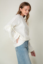Load image into Gallery viewer, Boho Fringe & Cable Sweater