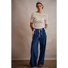 Load image into Gallery viewer, Lace & Denim Wide Leg Pants