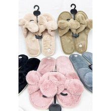 Load image into Gallery viewer, Soft Tone Bow Cozy Indoor Open Toe Slipper