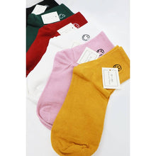 Load image into Gallery viewer, Solid Smiley Embroidered All Year Long Socks
