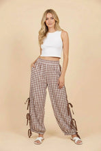 Load image into Gallery viewer, Gingham Bow Cargo Pants