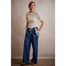 Load image into Gallery viewer, Lace &amp; Denim Wide Leg Pants
