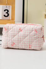 Load image into Gallery viewer, Bow My Valentine Quilted Zipper Makeup Bag
