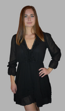 Load image into Gallery viewer, Black Long Sleeve Ruffled Dress
