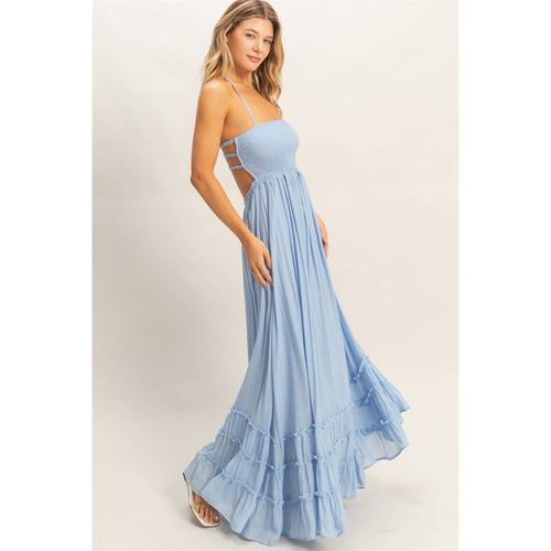 front twist maxi dress Donna Twist Front Tiered Maxi Dress