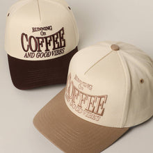 Load image into Gallery viewer, RUNNING ON COFFEE 3D Letter Embroidered Two-Tone Trucker Hat

