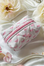 Load image into Gallery viewer, Bow My Valentine Quilted Zipper Makeup Bag
