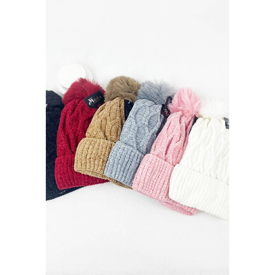 Winter Beanie Double Layer Hat with Pompom