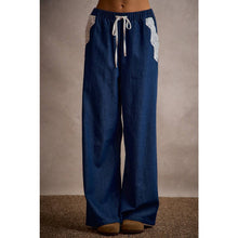 Load image into Gallery viewer, Lace &amp; Denim Wide Leg Pants
