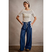 Load image into Gallery viewer, Lace &amp; Denim Wide Leg Pants
