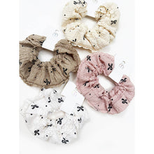 Load image into Gallery viewer, Bow Printed Lace Mix Soft Scrunchie
