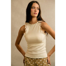 Load image into Gallery viewer, Ivory Lace &amp; Ribbed Halter Top
