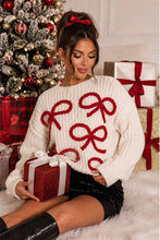 Load image into Gallery viewer, Sugarplum Bow Knit Sweater
